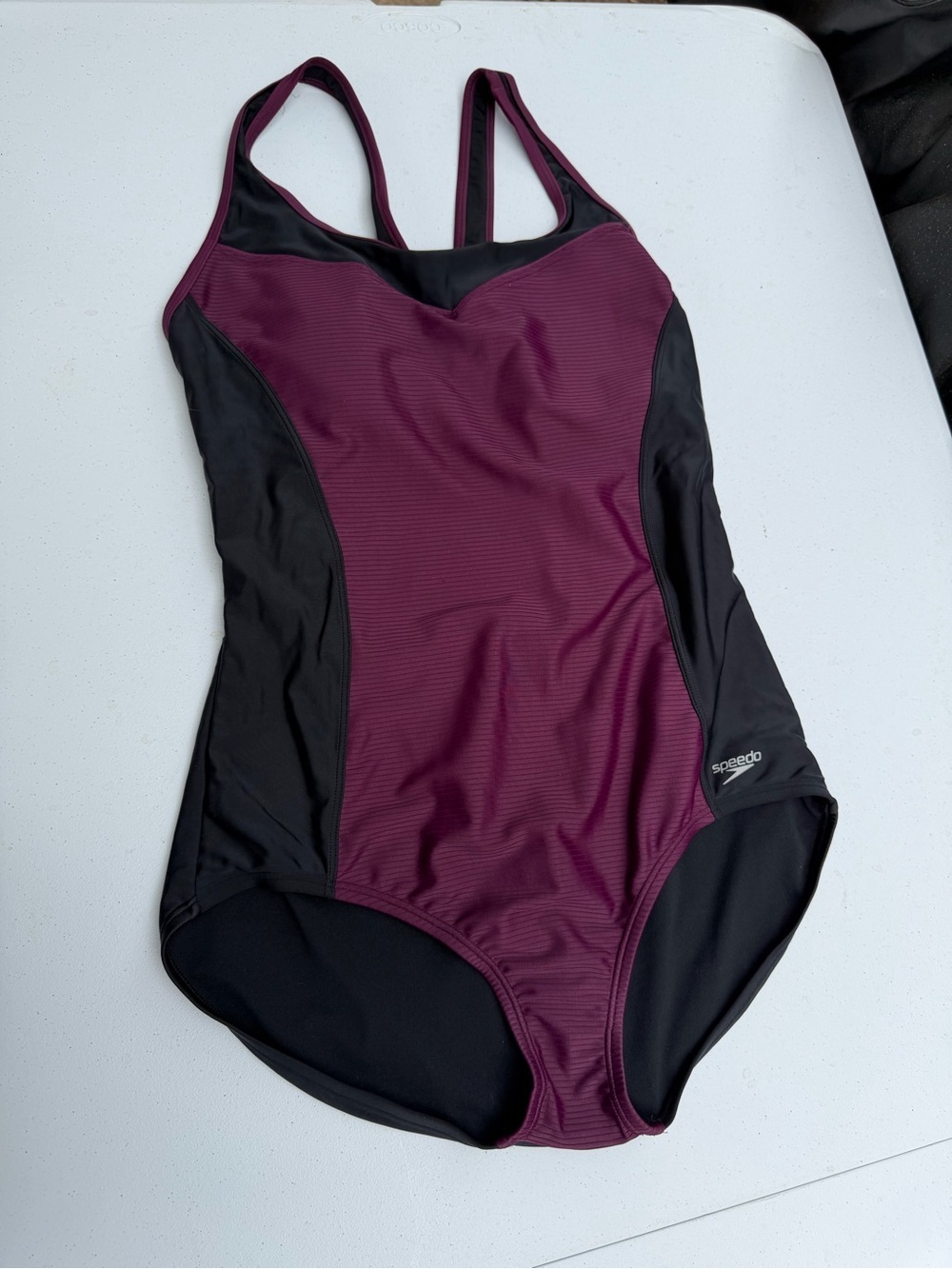Speedo Women’s One-Piece Swimsuit in Plum and Black NWOT